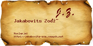 Jakabovits Zoé névjegykártya